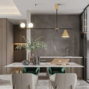 Modern black & brass linear chandelier dining room spherical white glass