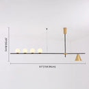Modern black & brass linear chandelier dining room spherical white glass