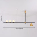 Modern black & brass linear chandelier dining room spherical white glass