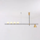 Modern black & brass linear chandelier dining room spherical white glass