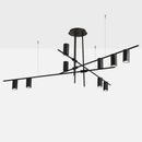 Modern black & brass minimalist dining room linear pendant light