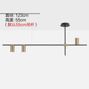 Modern black & brass minimalist dining room linear pendant light