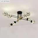 Modern black & brass nordic ball semi flush light – living room