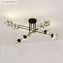 Modern black & brass nordic ball semi flush light – living room