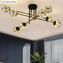 Modern black & brass nordic ball semi flush light – living room