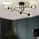 Modern black & brass nordic ball semi flush light – living room