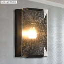 Modern black & brass sconce light bedroom speckled glass wall lamp
