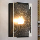 Modern black & brass sconce light bedroom speckled glass wall lamp
