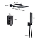 Modern black brass shower faucet with rainfall head for bathroom