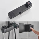 Modern black brass shower faucet with rainfall head for bathroom
