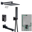 Modern black brass shower faucet with rainfall head for bathroom