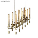 DecorBites™ Modern Black/Brass/Nickel Tube Island Chandelier - Multi-Light Fluted Glass LED Hanging Lamp with Linear Design