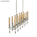 DecorBites™ Modern Black/Brass/Nickel Tube Island Chandelier - Multi-Light Fluted Glass LED Hanging Lamp with Linear Design