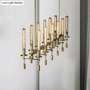 DecorBites™ Modern Black/Brass/Nickel Tube Island Chandelier - Multi-Light Fluted Glass LED Hanging Lamp with Linear Design