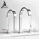 Modern black brass waterfall faucet bathroom double handle tap