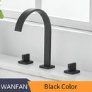 Modern black brass waterfall faucet bathroom double handle tap