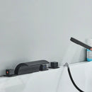 Modern black brass waterfall tub faucet with handheld shower bathroom