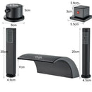 Modern black brass waterfall tub faucet with handheld shower bathroom