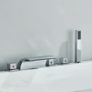 Modern black brass waterfall tub faucet with handheld shower bathroom
