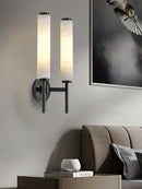 Modern black bronze alabaster wall lights living room sconce