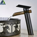 Modern black bronze glass waterfall tap bathroom countertop faucet