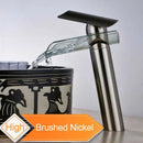 Modern black bronze glass waterfall tap bathroom countertop faucet