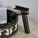 Modern black bronze glass waterfall tap bathroom countertop faucet