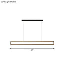 Modern black & bronze rectangular led pendant dining room white light