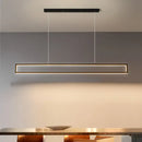 Modern black & bronze rectangular led pendant dining room white light