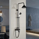 Modern black bronze & white shower faucet set bathroom rainfall column