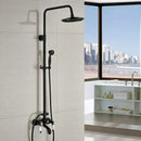 Modern black bronze & white shower faucet set bathroom rainfall column
