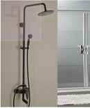 Modern black bronze & white shower faucet set bathroom rainfall column