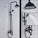 Modern black bronze & white shower faucet set bathroom rainfall column