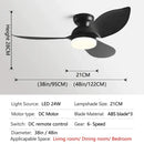 Modern black & brown low floor ceiling fan led light living room