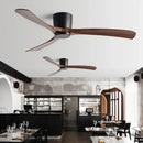 Modern black & brown low profile ceiling fan bedroom with remote