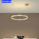 Modern black brushed rings led chandelier for living room