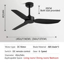 Modern black ceiling fan with remote control for commercial living room
