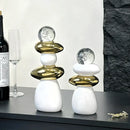 Modern black ceramic decorative crystal ball statue living room decor