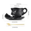 Modern black ceramic kissing face tea cup set dining room latte art