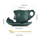 Modern black ceramic kissing face tea cup set dining room latte art