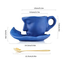 Modern black ceramic kissing face tea cup set dining room latte art