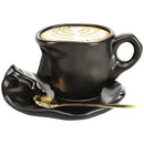 Modern black ceramic kissing face tea cup set dining room latte art