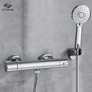 DecorBites™ Black/Chrome Brass Thermostatic Shower Set with Wall Mount - Bathroom Accessories