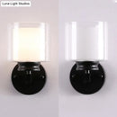 Modern black & chrome clear glass sconce – bedroom wall mounted light