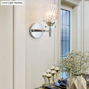 Modern black & chrome dimpled glass cylinder wall sconce bedroom light