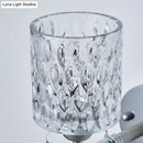 Modern black & chrome dimpled glass cylinder wall sconce bedroom light