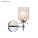 Modern black & chrome dimpled glass cylinder wall sconce bedroom light