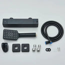 Modern black & chrome thermostatic shower set bathroom rain head