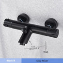 Modern black & chrome thermostatic shower set bathroom rain head