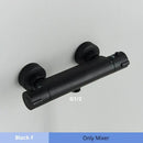 Modern black & chrome thermostatic shower set bathroom rain head